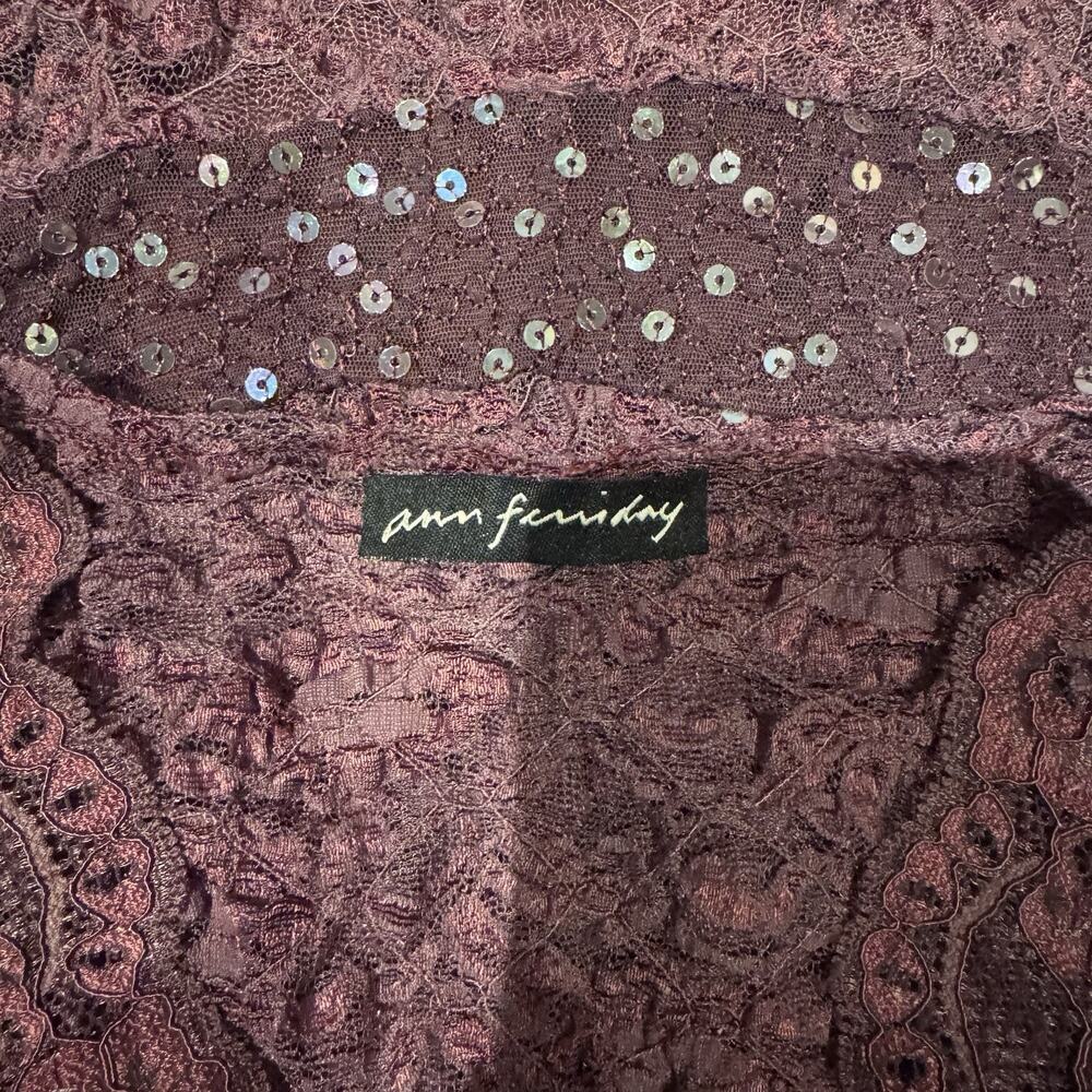 Vintage Ann Ferriday Silk Trimmed Pucker Lace Top Or Cardigan M - Picture 5 of 5